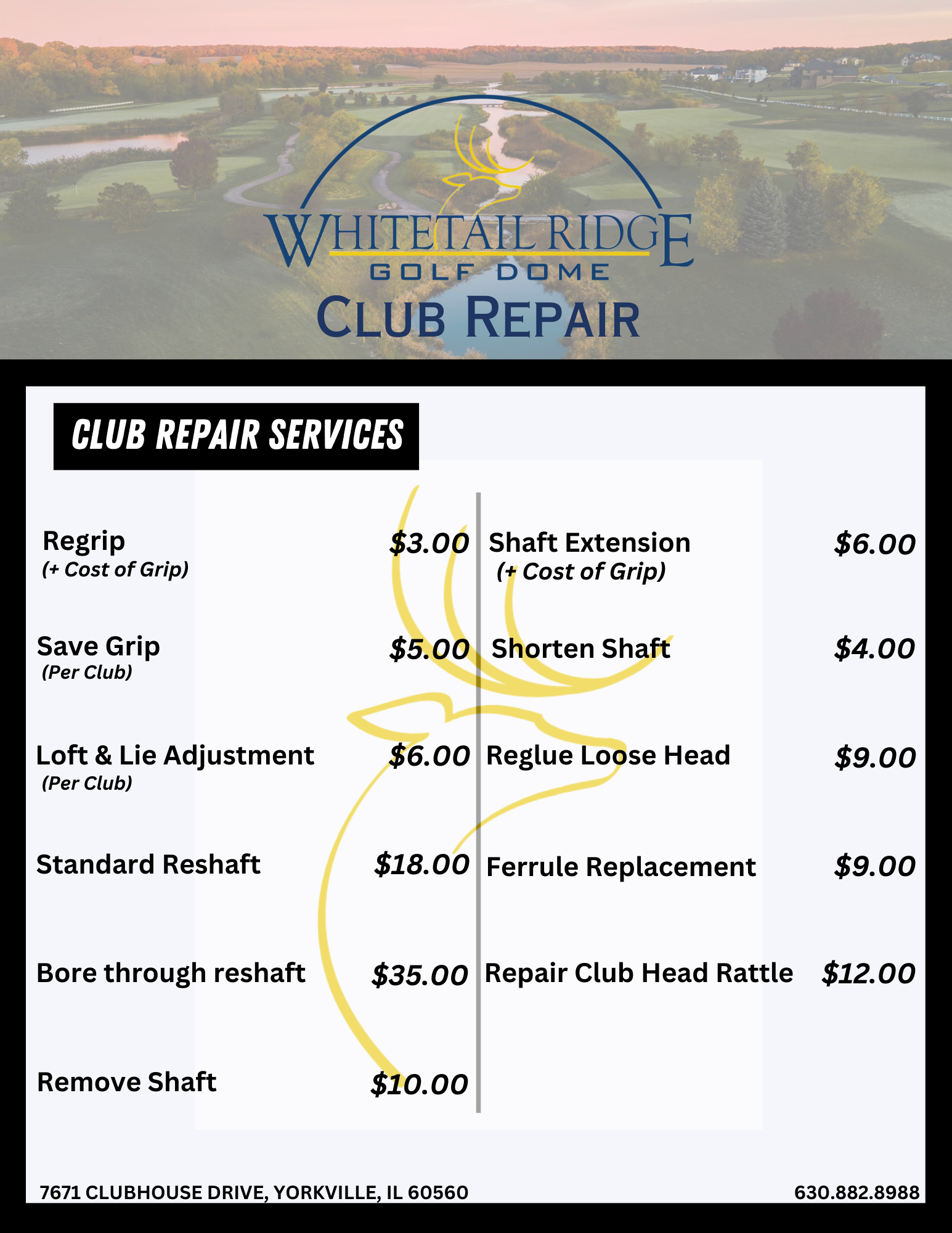 Club Repair Pricing