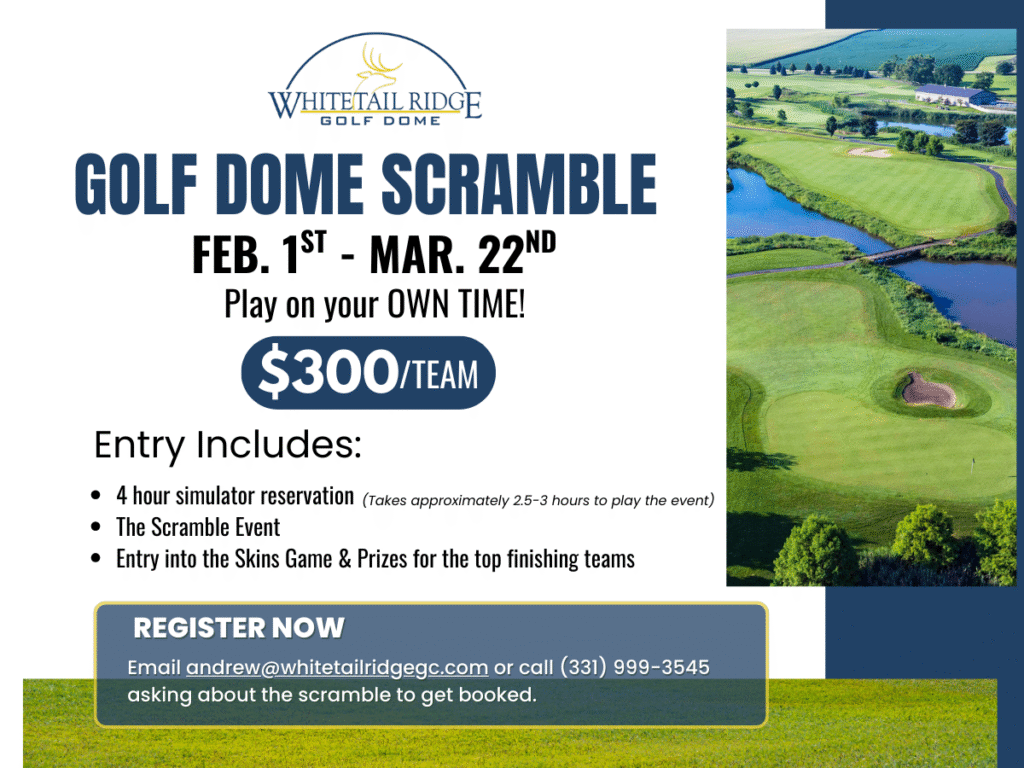Gold Dome Scramble with a picture of a golf course and details listed for the event